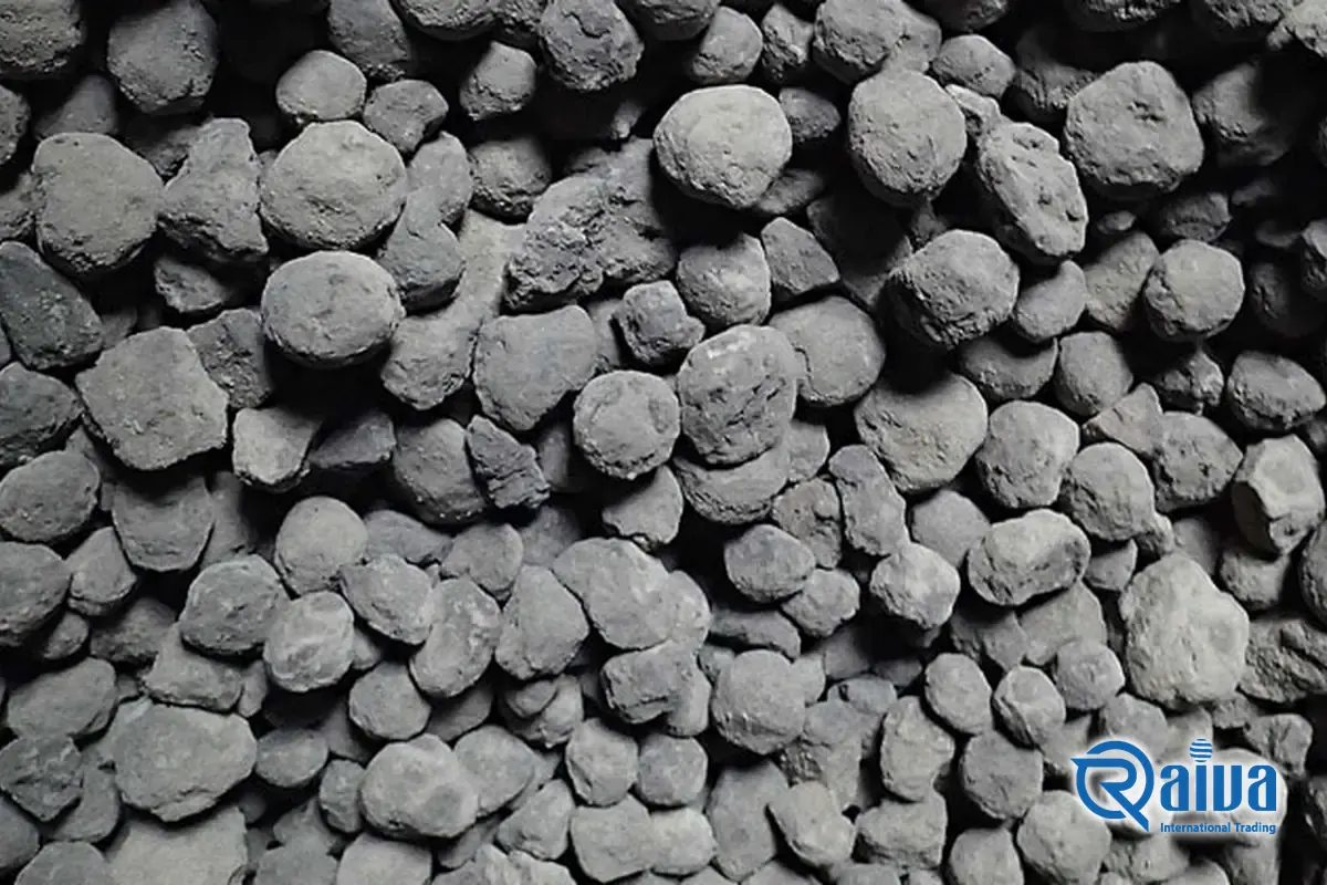 Portland cement clinker nodules &mdash; close-up of grain
