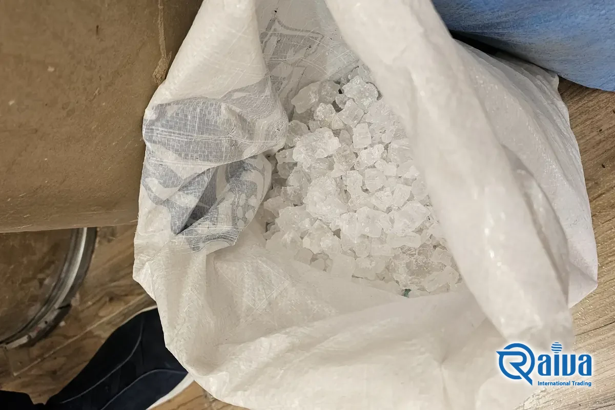 Rock salt and blue halite from Iranian salt domes &mdash; storage yard